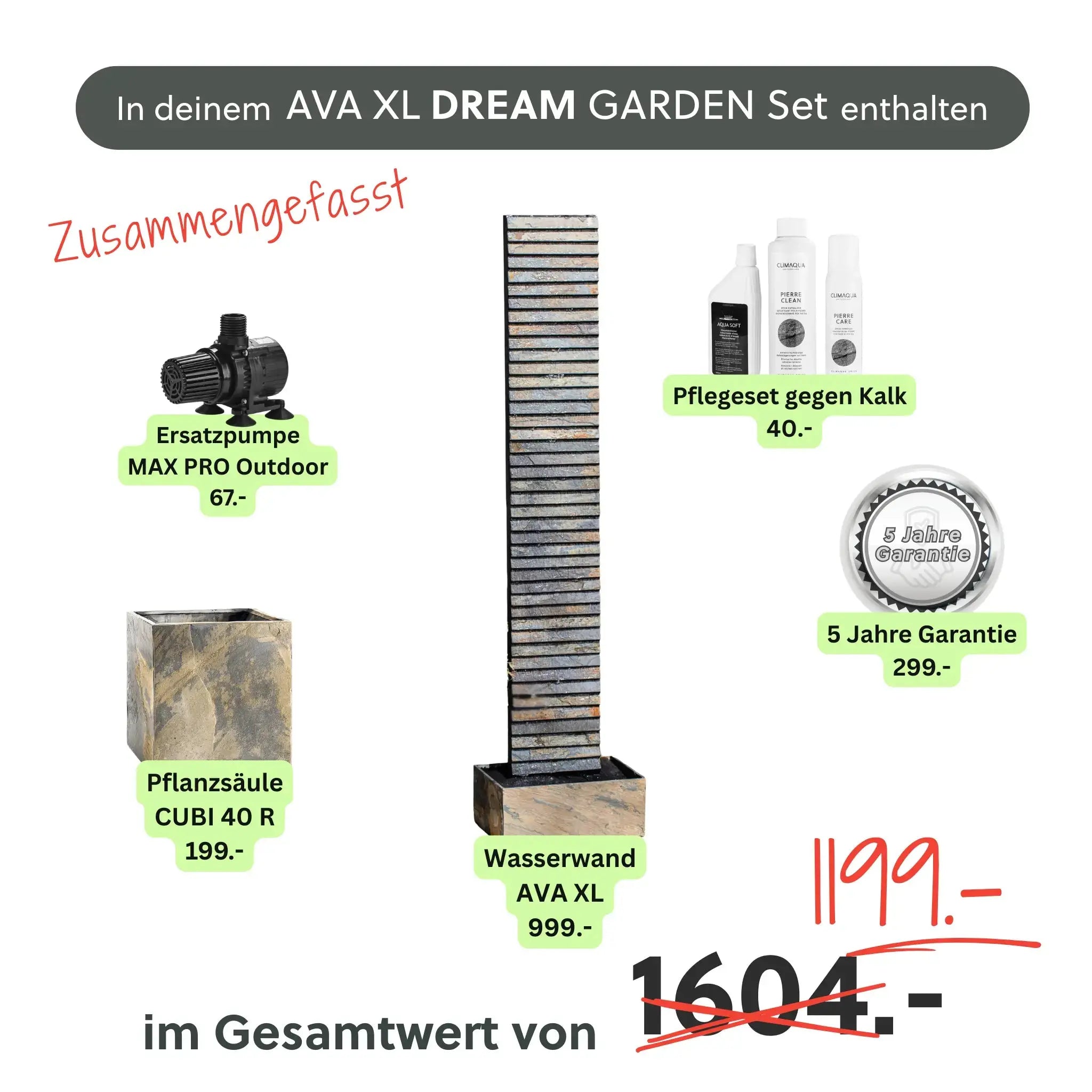 Wasserwand AVA XL DREAM GARDEN Set - CLIMAQUA