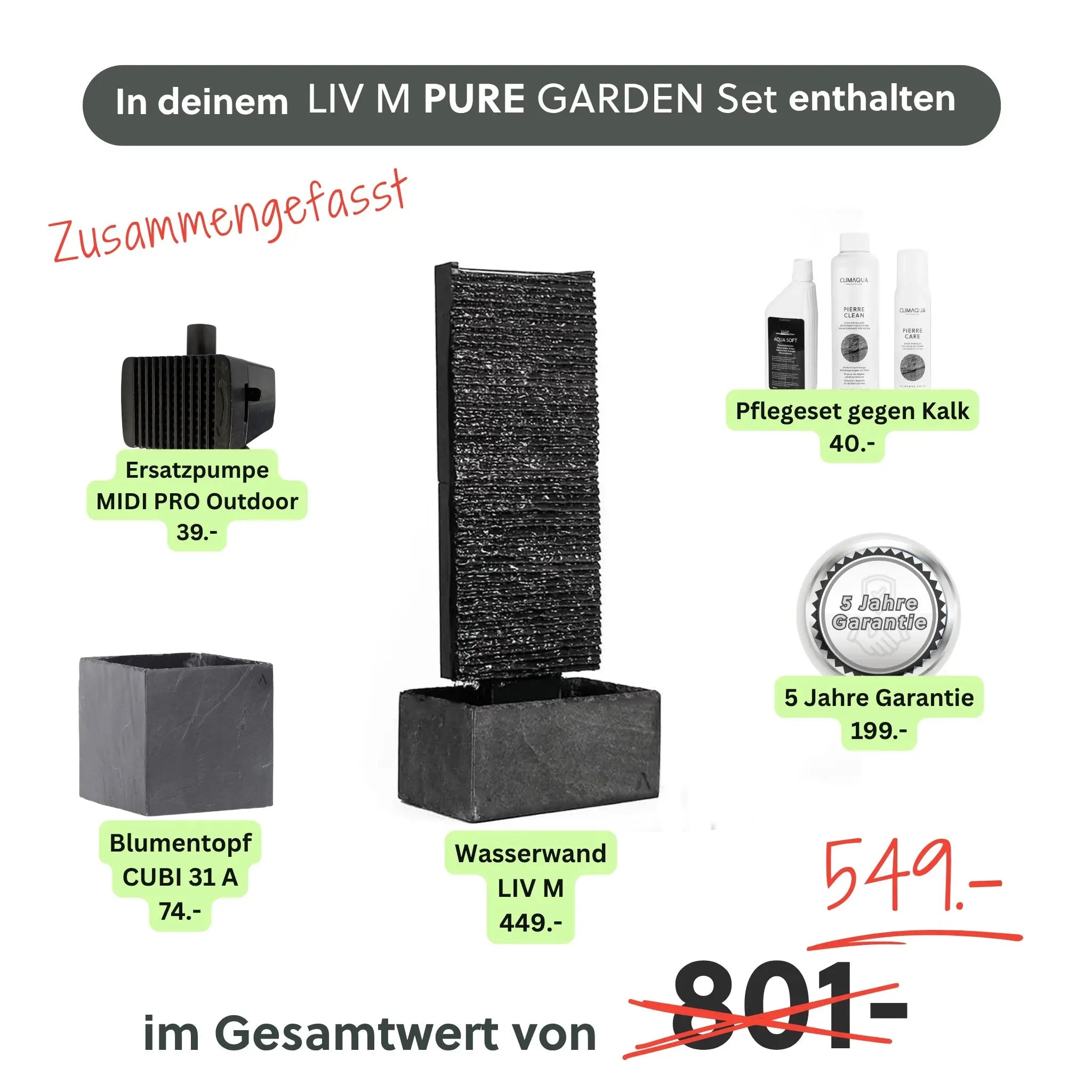 Wasserwand LIV M PURE GARDEN Set - CLIMAQUA