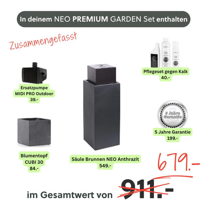 Säule Brunnen NEO PREMIUM GARDEN Set - CLIMAQUA
