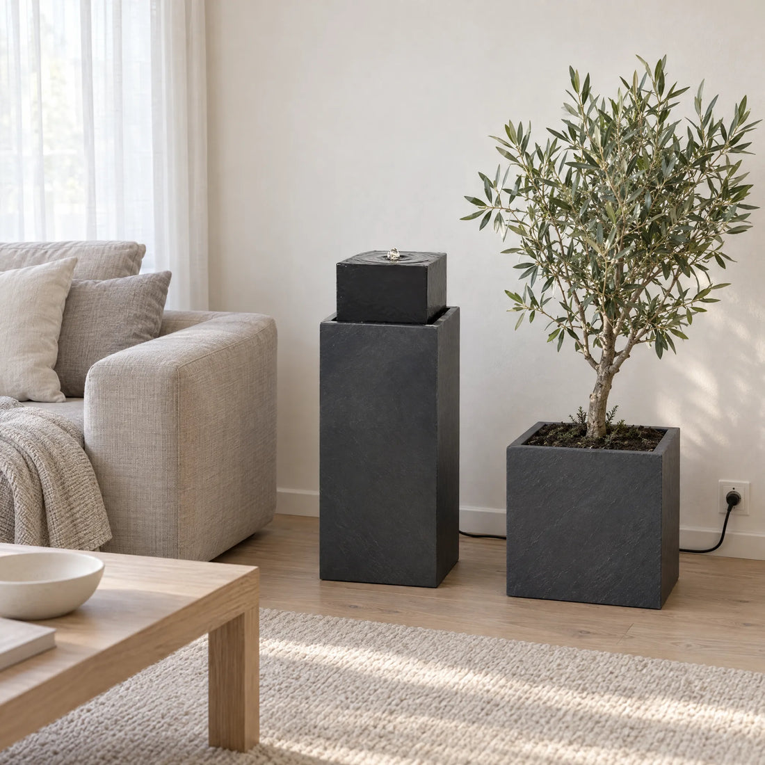 Säule Brunnen NEO ANTHRAZIT DREAM LIVING Set