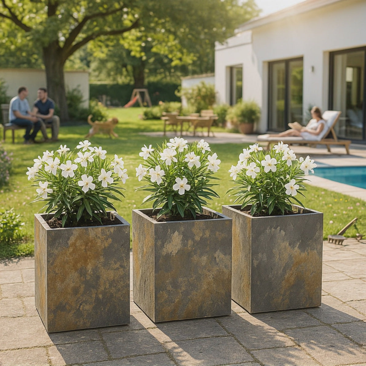 PYLO 60 Rusty – Plantenkolom buiten 60x40x40 cm natuurleisteen bruin