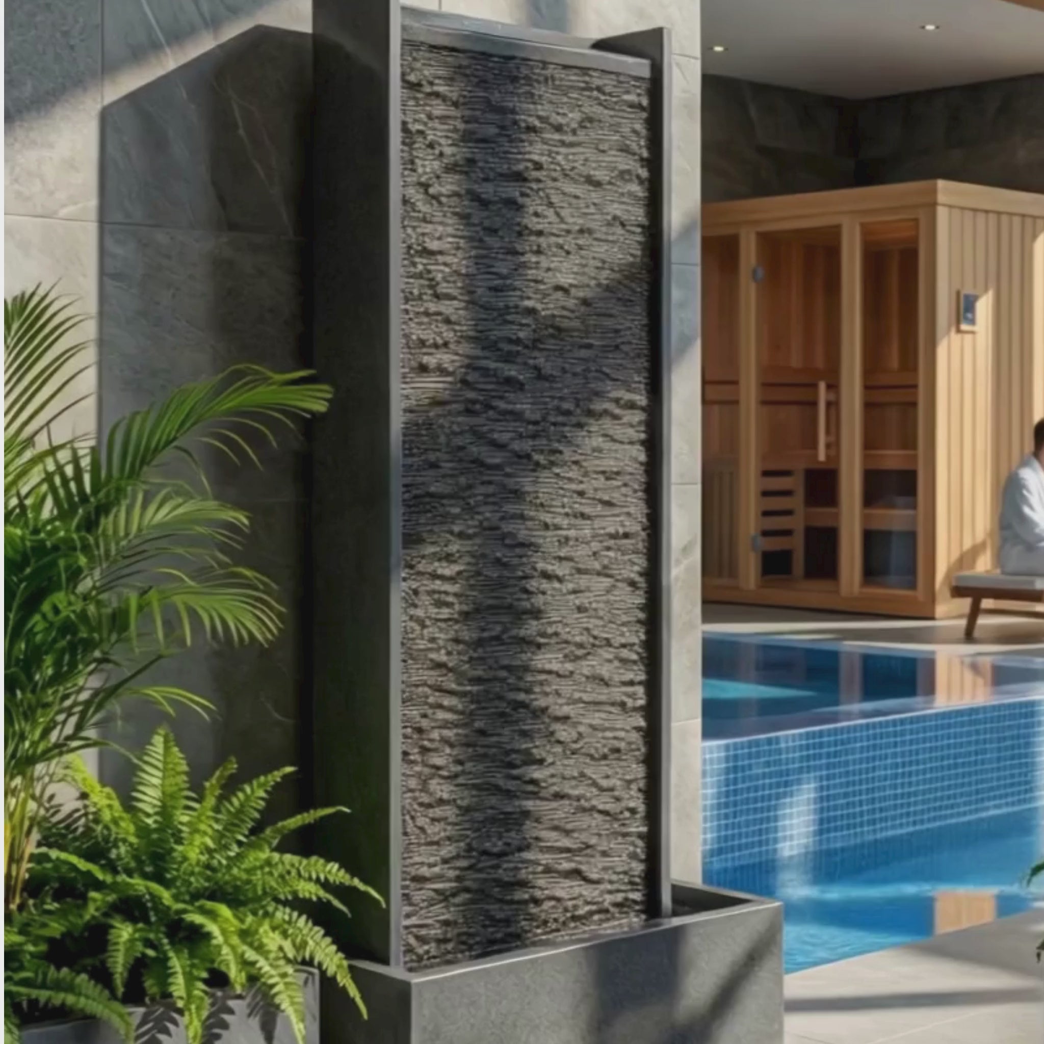 HARMONY – grosse Premium Wasserwand aus Granitstein, Indoor/Outdoor, 60×40×180 cm