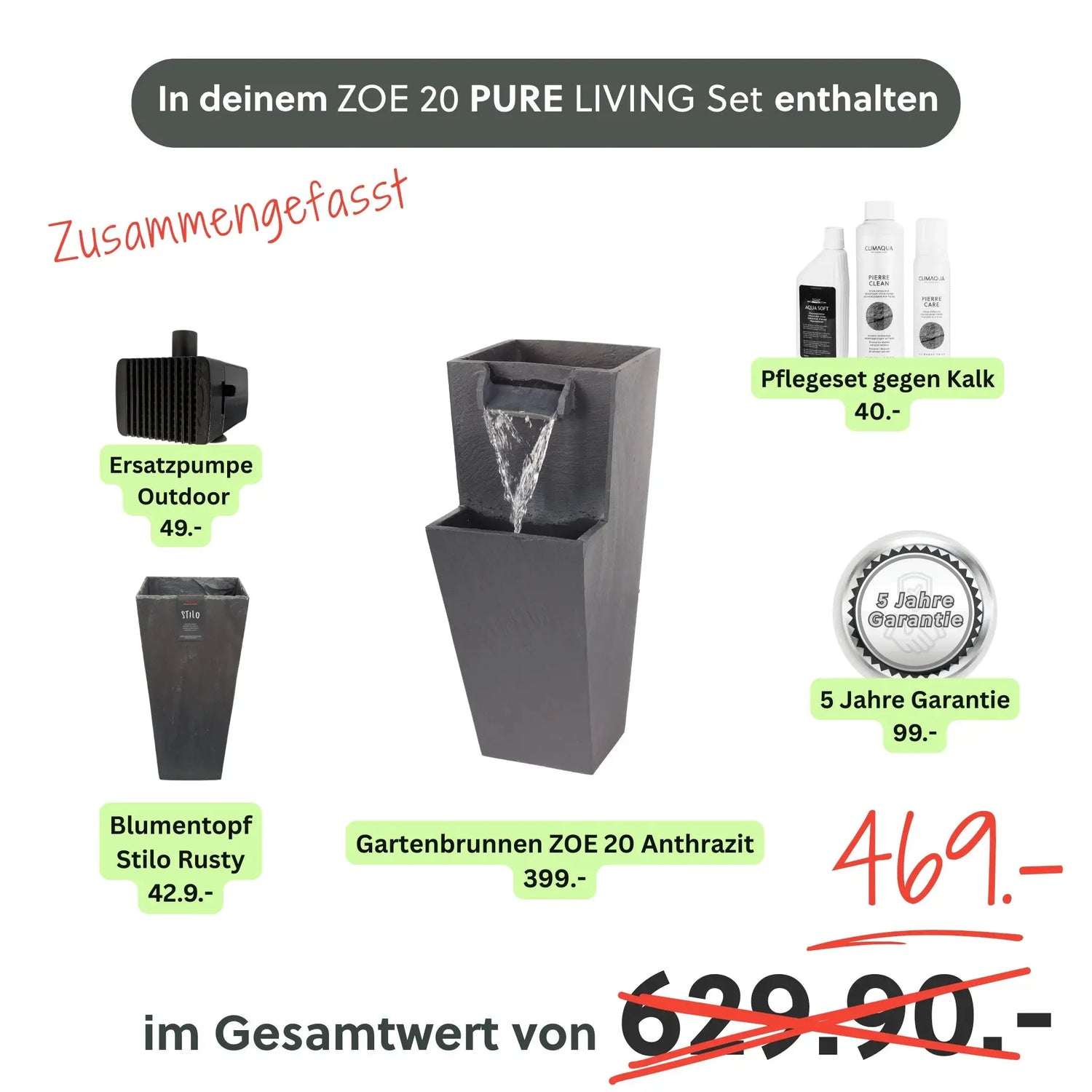 ZOE 20 PURE LIVING Set Anthrazit - CLIMAQUA